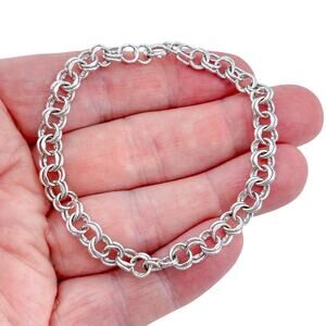 Vintage Sterling Silver 925 Charm Bracelet Chain 7.5"
